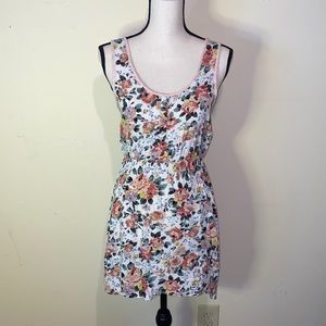 Floral Cottagecore Sleeveless Button Front Mini Dress Pink Spring Summer Size M